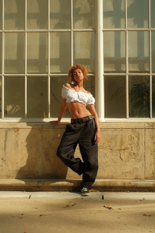 Black linen pants