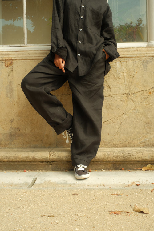 Black linen pants