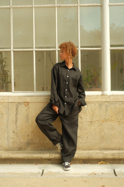 Black linen pants