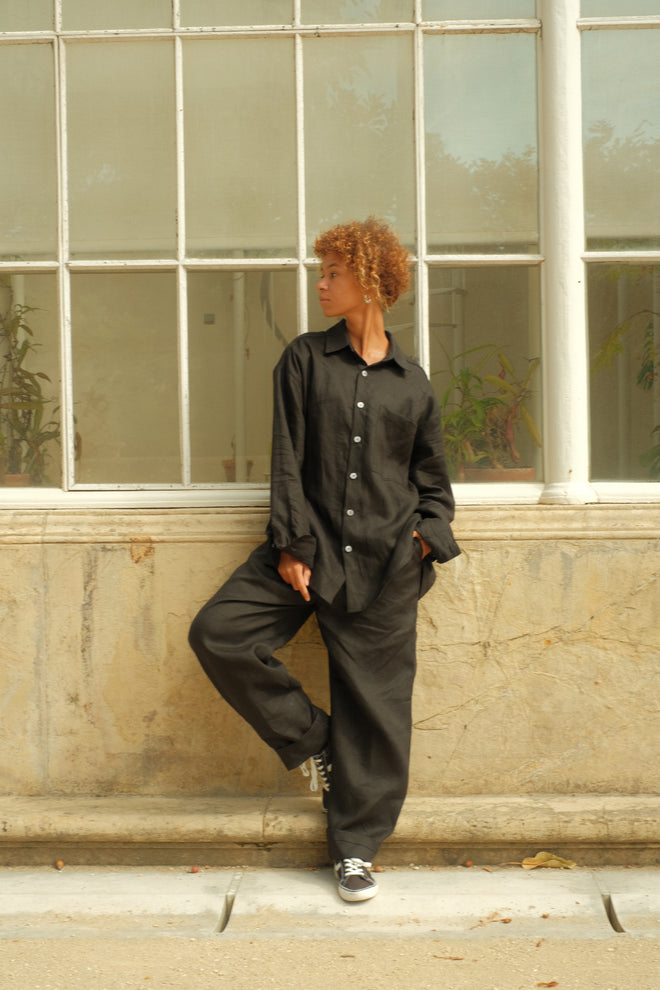 Black linen pants