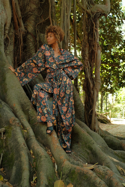 Silk pants Southern Flower