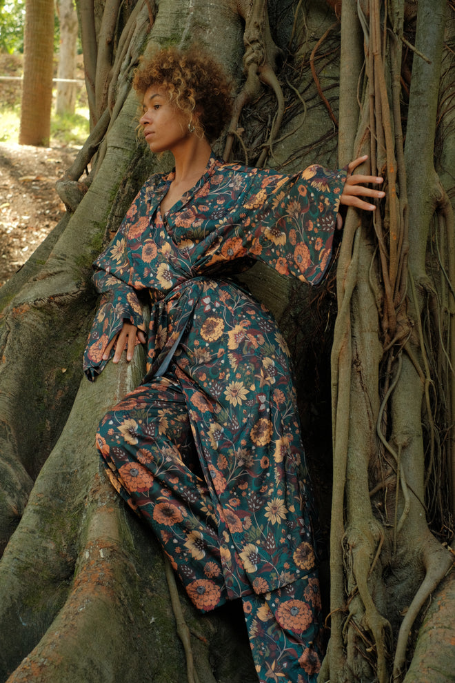 Silk pants Southern Flower