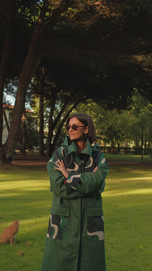 Hooded trench Green Wave