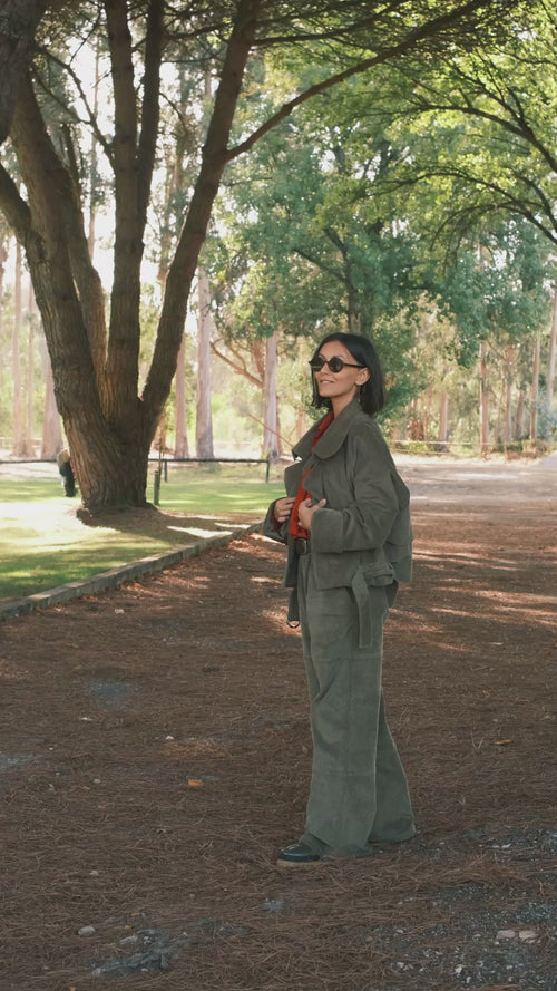 Wide velvet pants Khaki