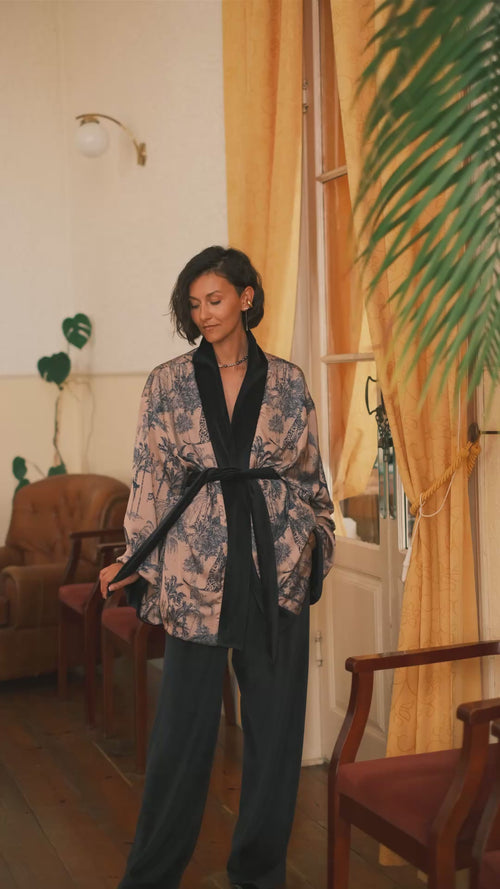 Double-sided velour kimono Pheasant