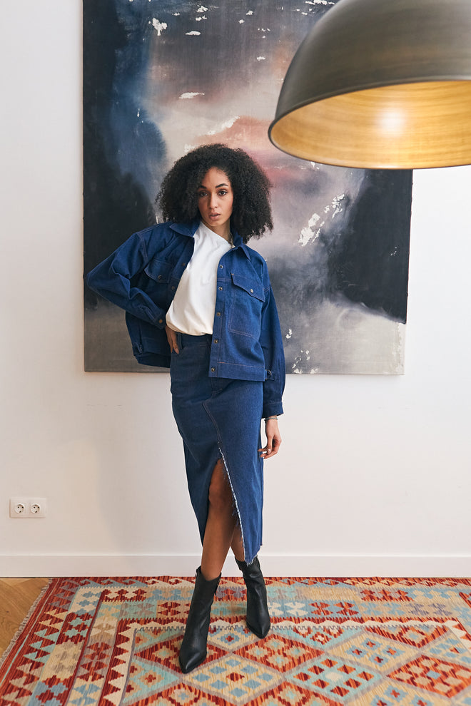 Dark Blue Denim Skirt