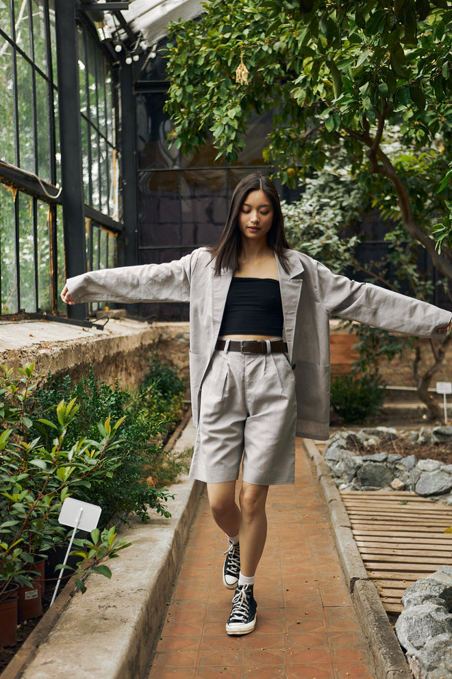 Grey linen shorts