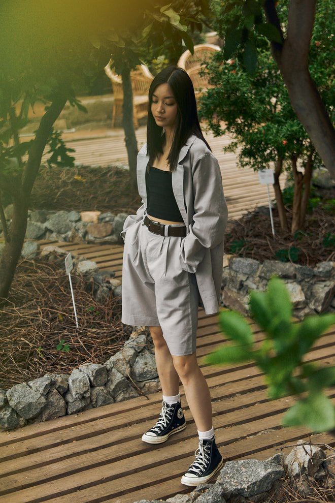 Grey linen shorts