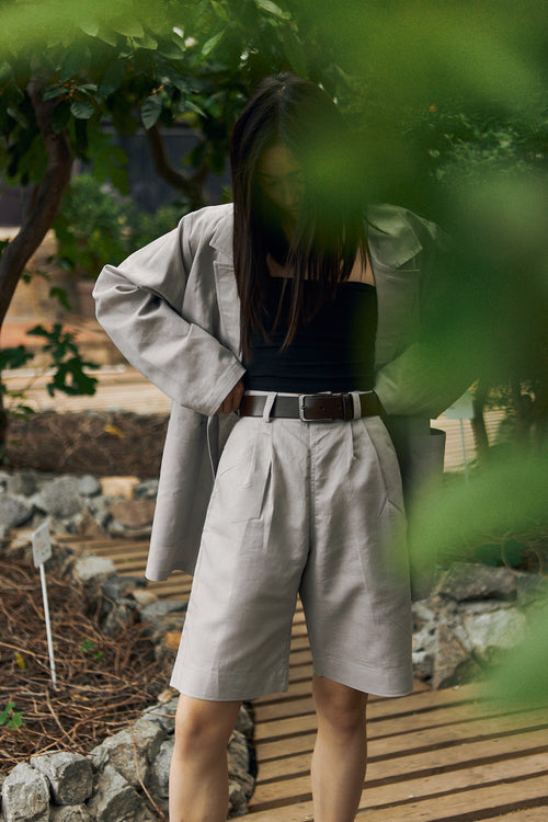 Grey linen shorts