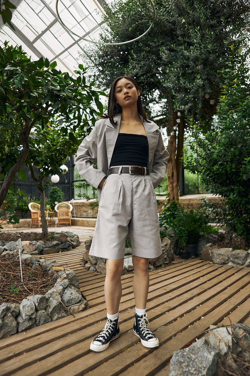 Grey linen shorts