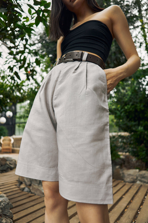 Grey linen shorts