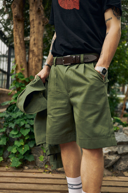 Khaki Denim Shorts