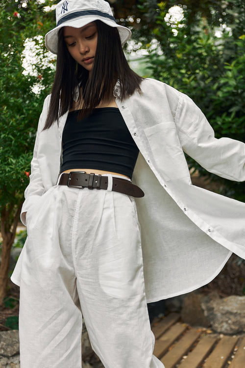 White linen pants