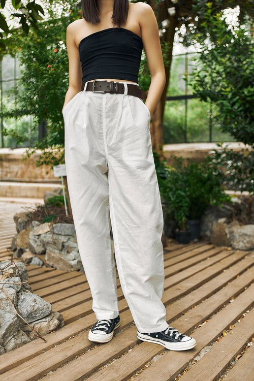 White linen pants