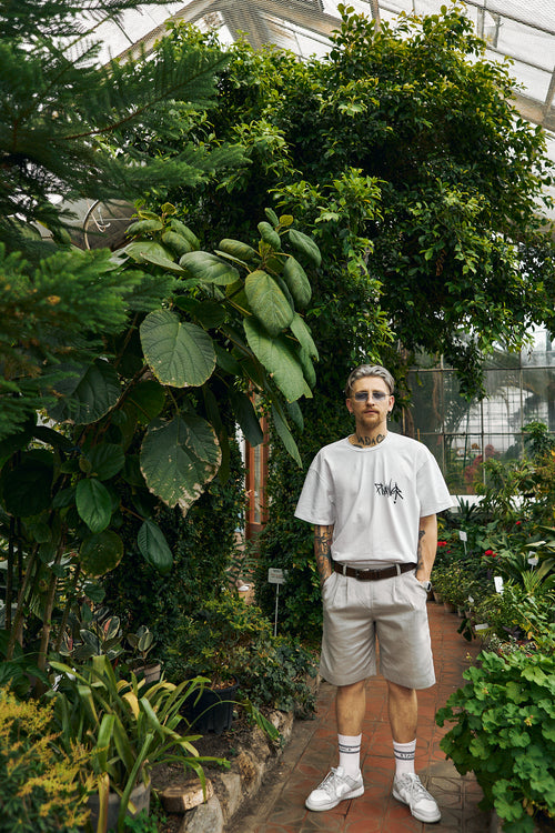 Grey linen shorts