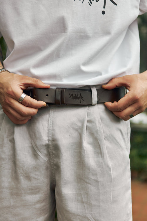 Grey linen shorts