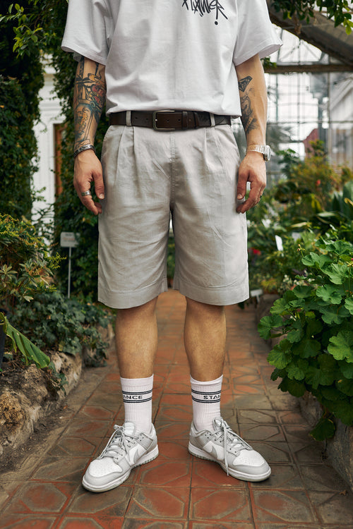 Grey linen shorts