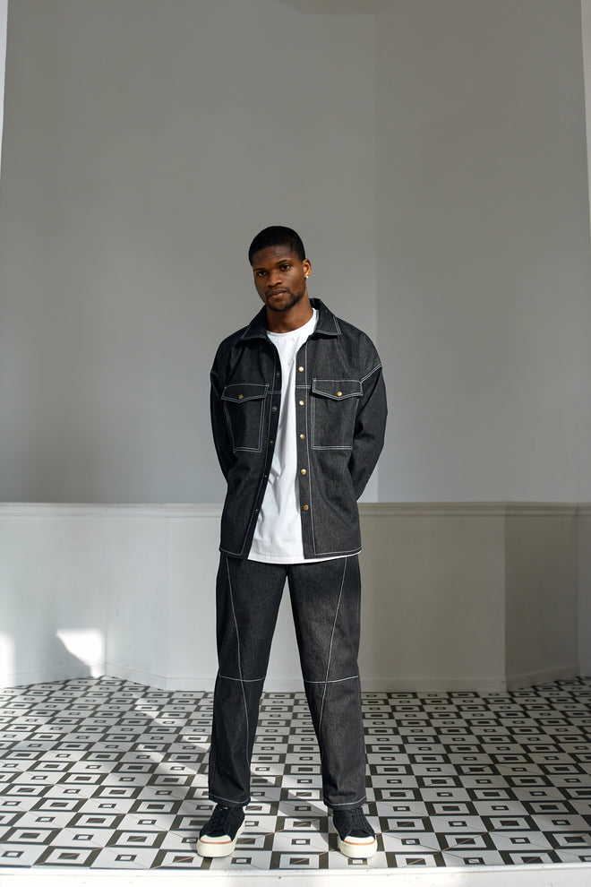 Black denim shirt