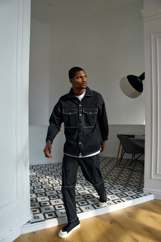 Black denim shirt