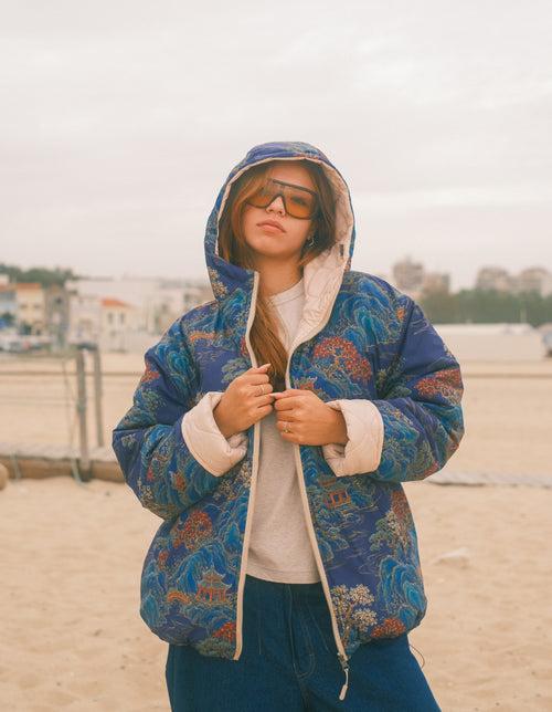 Reversible Blue Pagoda jacket
