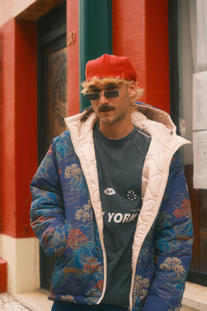 Reversible Blue Pagoda jacket