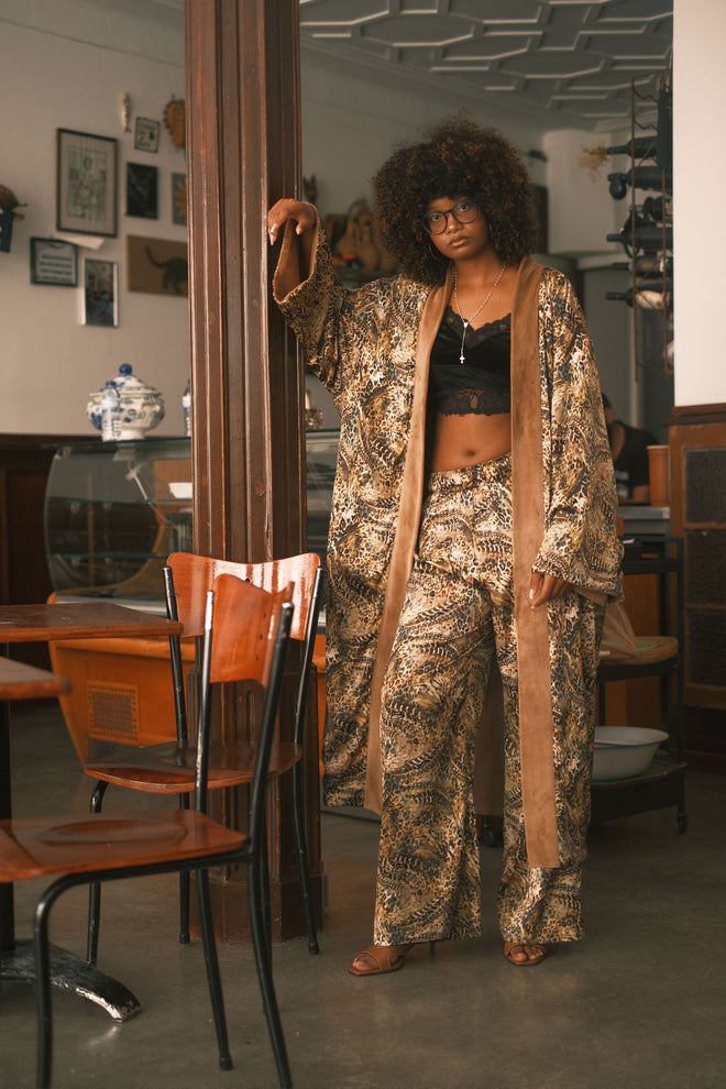 Double-sided velour kimono Pheasant