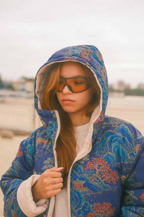 Reversible Blue Pagoda jacket
