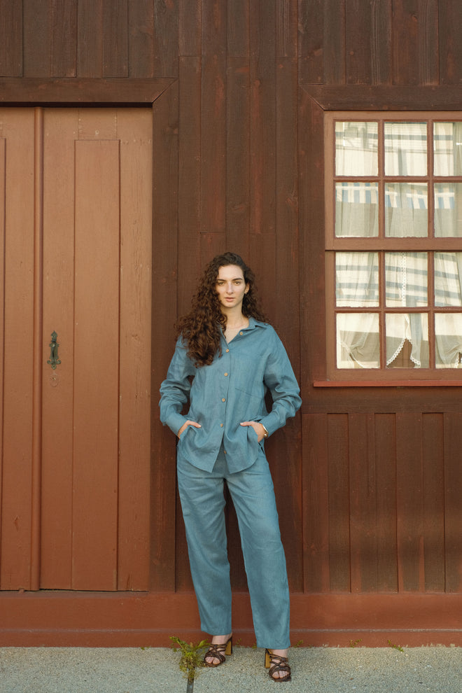 Natural linen trousers