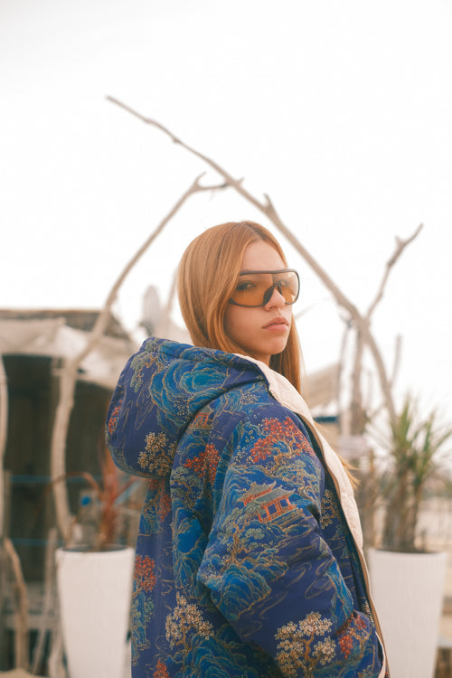 Reversible Blue Pagoda jacket