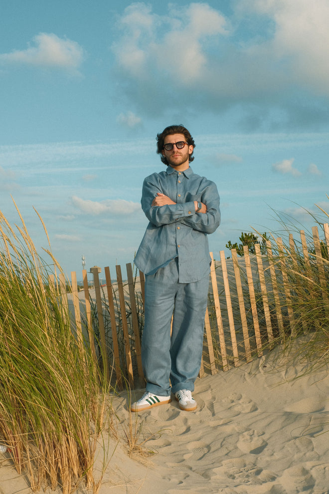 Skywashed linen trousers