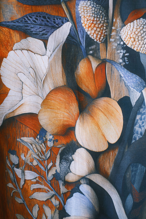 Linen Kimono Azur Amber Bloom