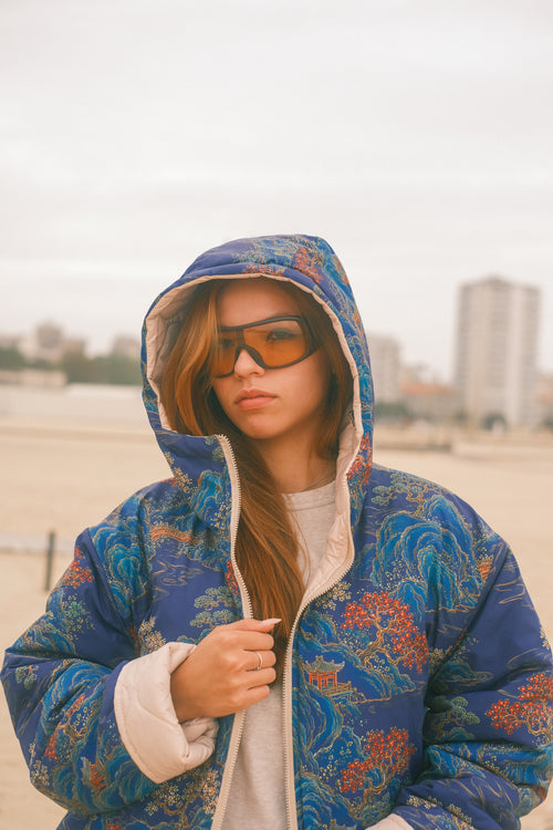 Reversible Blue Pagoda jacket