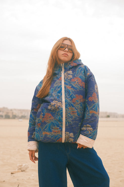 Reversible Blue Pagoda jacket