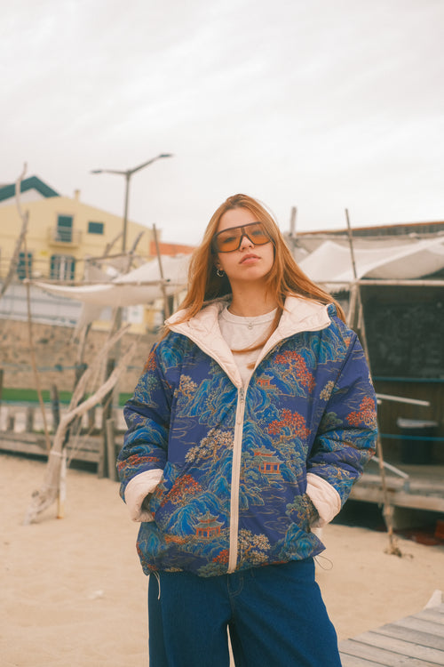 Reversible Blue Pagoda jacket
