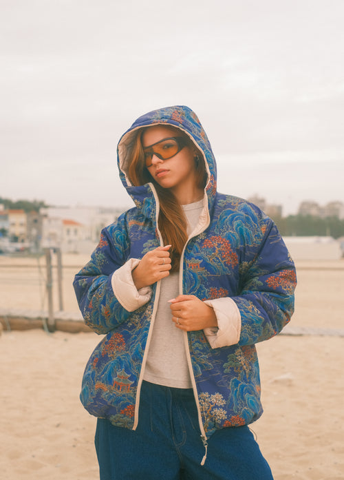 Reversible Blue Pagoda jacket