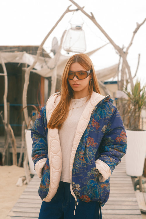 Reversible Blue Pagoda jacket