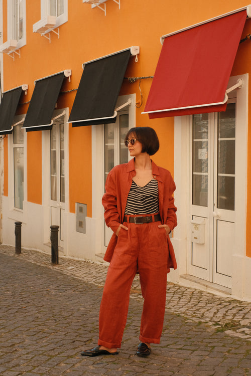 Штани з льону Burnt Orange