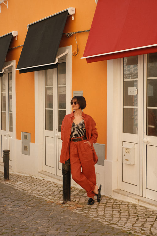 Штани з льону Burnt Orange