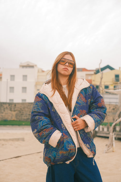 Reversible Blue Pagoda jacket