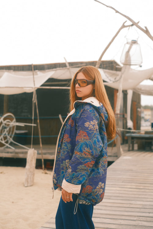 Reversible Blue Pagoda jacket