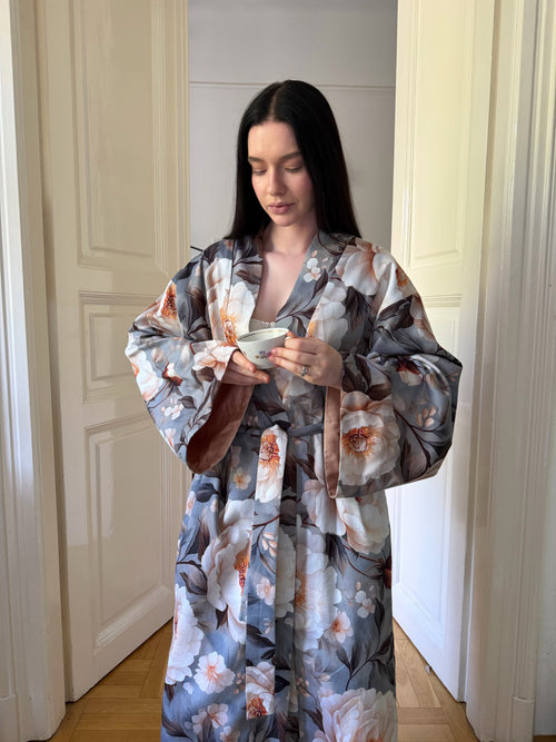 Double-sided velour kimono Pheasant