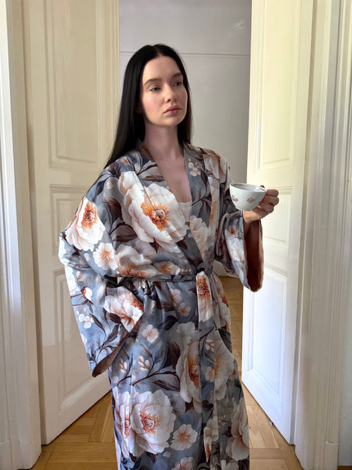 Double-sided velour kimono Pheasant