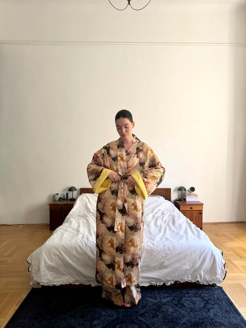 Double-sided velour kimono Pheasant
