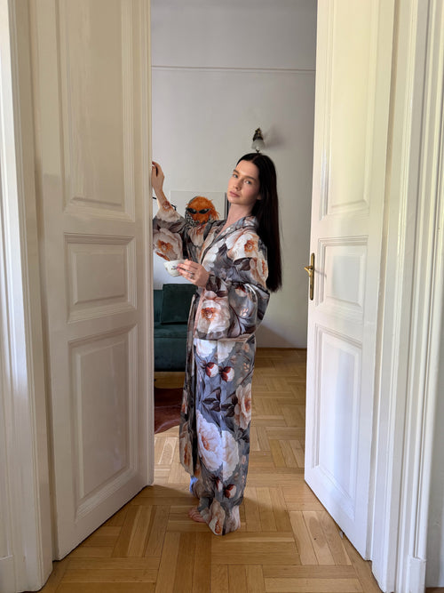 Double-sided velour kimono Pheasant