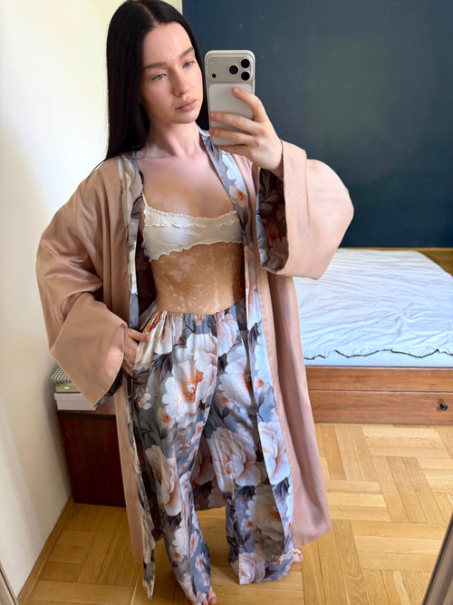 Double-sided velour kimono Pheasant