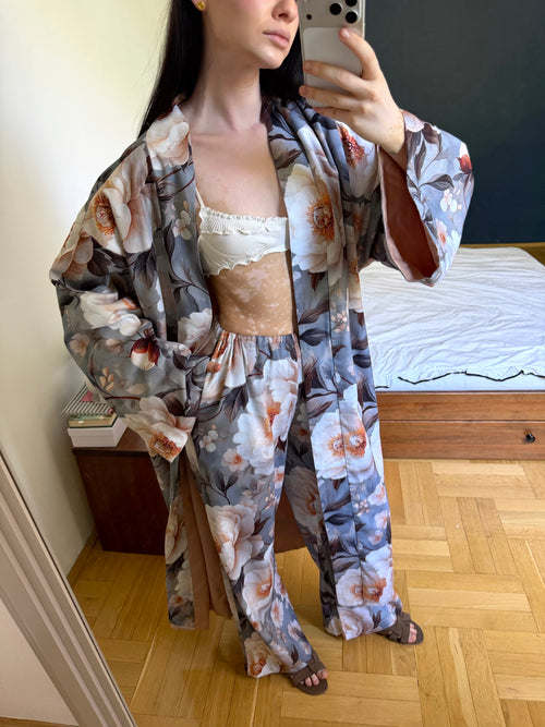 Double-sided velour kimono Pheasant