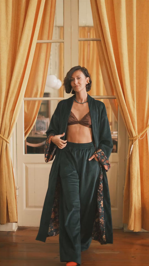 Double-sided velour kimono Pheasant