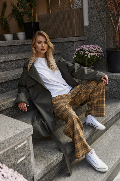 Khaki Hooded Trench Coat