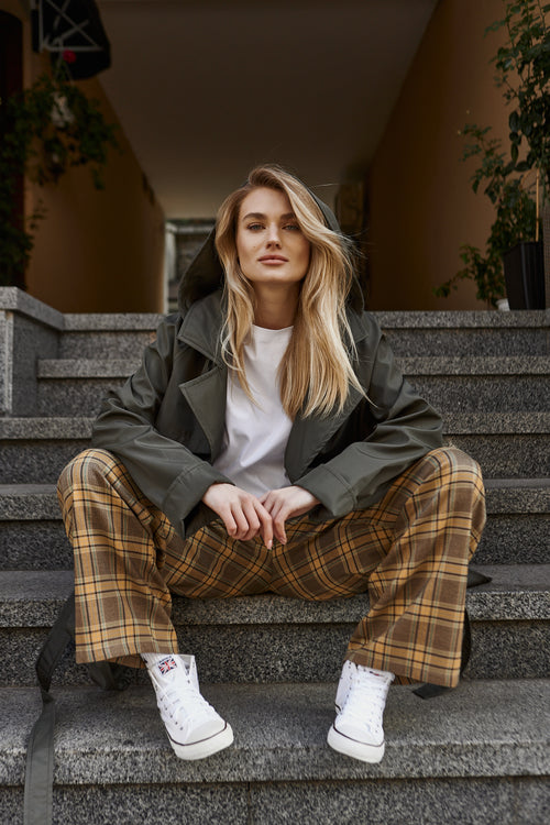 Khaki Hooded Trench Coat